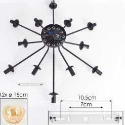hofstein Gastor Plafonnier Ambre, Clair, 12 lumières