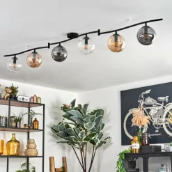 hofstein Gastor Plafonnier, Boule lumineuse Ambre, Clair, Fumé, 6 lumières