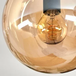 hofstein Gastor Plafonnier, Boule lumineuse Ambre, Clair, Fumé, 6 lumières