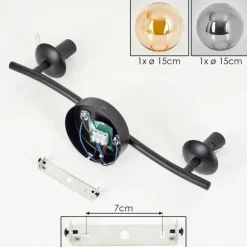 hofstein Gastor Plafonnier, Boule lumineuse Ambre, Fumé, 2 lumières