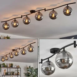 hofstein Gastor Plafonnier, Boule lumineuse Chrome, Fumé, 6 lumières