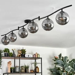 hofstein Gastor Plafonnier, Boule lumineuse Chrome, Fumé, 6 lumières