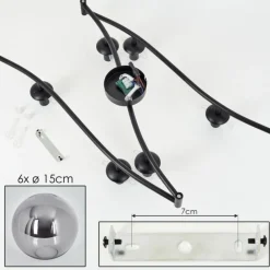 hofstein Gastor Plafonnier, Boule lumineuse Chrome, Fumé, 6 lumières