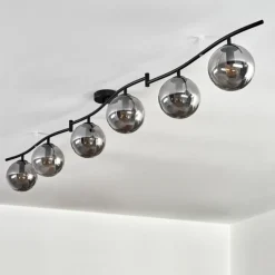 hofstein Gastor Plafonnier, Boule lumineuse Chrome, Fumé, 6 lumières