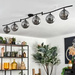 hofstein Gastor Plafonnier, Boule lumineuse Chrome, Fumé, 6 lumières