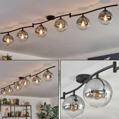 hofstein Gastor Plafonnier, Boule lumineuse Chrome, Clair, Fumé, 6 lumières