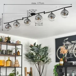 hofstein Gastor Plafonnier, Boule lumineuse Chrome, Clair, Fumé, 6 lumières