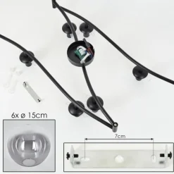 hofstein Gastor Plafonnier, Boule lumineuse Chrome, Clair, Fumé, 6 lumières