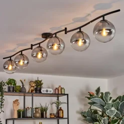 hofstein Gastor Plafonnier, Boule lumineuse Chrome, Clair, Fumé, 6 lumières