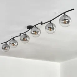 hofstein Gastor Plafonnier, Boule lumineuse Chrome, Clair, Fumé, 6 lumières