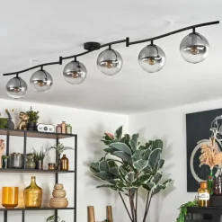 hofstein Gastor Plafonnier, Boule lumineuse Chrome, Clair, Fumé, 6 lumières