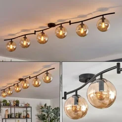 hofstein Gastor Plafonnier, Boule lumineuse Ambre, 6 lumières