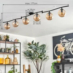 hofstein Gastor Plafonnier, Boule lumineuse Ambre, 6 lumières