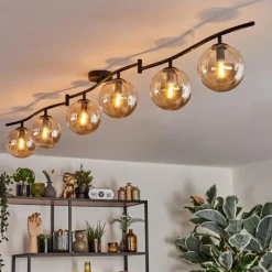 hofstein Gastor Plafonnier, Boule lumineuse Ambre, 6 lumières