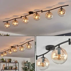 hofstein Gastor Plafonnier, Boule lumineuse Ambre, Clair, 6 lumières