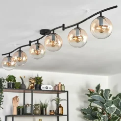 hofstein Gastor Plafonnier, Boule lumineuse Ambre, Clair, 6 lumières