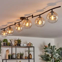 hofstein Gastor Plafonnier, Boule lumineuse Ambre, Clair, 6 lumières