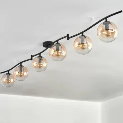 hofstein Gastor Plafonnier, Boule lumineuse Ambre, Clair, 6 lumières