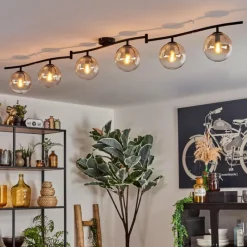 hofstein Gastor Plafonnier, Boule lumineuse Ambre, Clair, 6 lumières