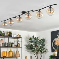 hofstein Gastor Plafonnier, Boule lumineuse Ambre, Clair, 6 lumières