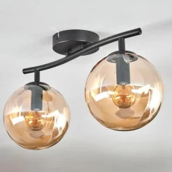 hofstein Gastor Plafonnier, Boule lumineuse Ambre, 2 lumières