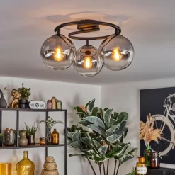 hofstein Gastor Plafonnier, Boule lumineuse Clair, Fumé, 3 lumières