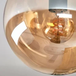 hofstein Gastor Plafonnier, Boule lumineuse Ambre, 3 lumières