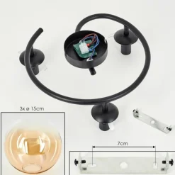 hofstein Gastor Plafonnier, Boule lumineuse Ambre, Clair, 3 lumières