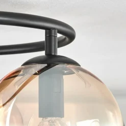 hofstein Gastor Plafonnier, Boule lumineuse Ambre, Clair, 3 lumières