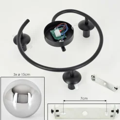 hofstein Gastor Plafonnier, Boule lumineuse Chrome, Fumé, 3 lumières