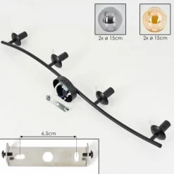 hofstein Gastor Plafonnier, Boule lumineuse Ambre, Fumé, 4 lumières