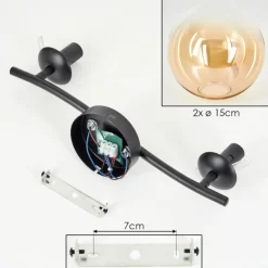 hofstein Gastor Plafonnier, Boule lumineuse Ambre, Clair, 2 lumières