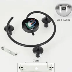 hofstein Gastor Plafonnier, Boule lumineuse 37 cm Chrome, Clair, Fumé, 3 lumières