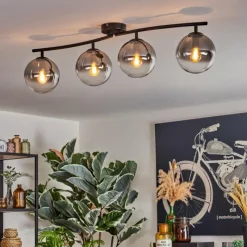 hofstein Gastor Plafonnier, Boule lumineuse Clair, Fumé, 4 lumières