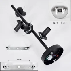 hofstein Gastor Plafonnier, Boule lumineuse Chrome, Clair, Fumé, 4 lumières