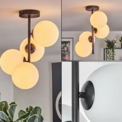 hofstein Gastor Plafonnier, Boule lumineuse Transparent, 4 lumières