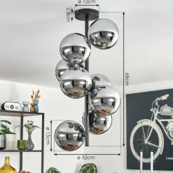 hofstein Gastor Plafonnier, Boule lumineuse Chrome, Fumé, 8 lumières