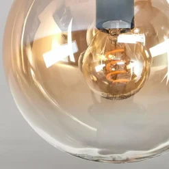 hofstein Gastor Plafonnier, Boule lumineuse Ambre, Clair, Fumé, 4 lumières