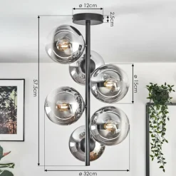 hofstein Gastor Plafonnier, Boule lumineuse Chrome, Fumé, 6 lumières