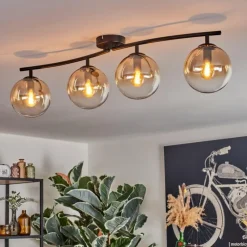 hofstein Gastor Plafonnier, Boule lumineuse Ambre, Clair, 4 lumières