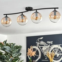 hofstein Gastor Plafonnier, Boule lumineuse Ambre, Clair, 4 lumières