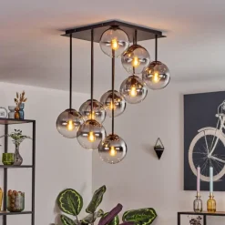 hofstein Gastor Plafonnier, Boule lumineuse Clair, Fumé, 9 lumières