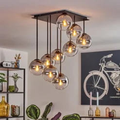 hofstein Gastor Plafonnier, Boule lumineuse Clair, Fumé, 9 lumières