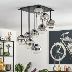 hofstein Gastor Plafonnier, Boule lumineuse Clair, Fumé, 9 lumières