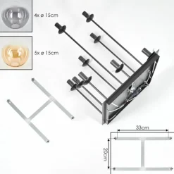 hofstein Gastor Plafonnier, Boule lumineuse Ambre, Clair, Fumé, 9 lumières