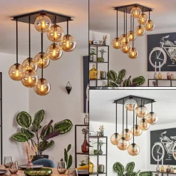 hofstein Gastor Plafonnier, Boule lumineuse Ambre, 9 lumières