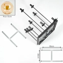 hofstein Gastor Plafonnier, Boule lumineuse Ambre, 9 lumières