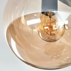 hofstein Gastor Plafonnier, Boule lumineuse Ambre, Clair, Fumé, 9 lumières