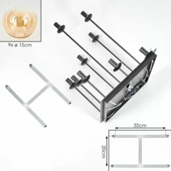hofstein Gastor Plafonnier, Boule lumineuse Ambre, Clair, 9 lumières