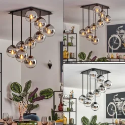 hofstein Gastor Plafonnier, Boule lumineuse Chrome, Clair, Fumé, 9 lumières